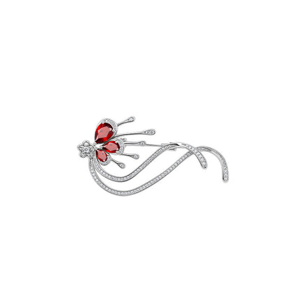 Baroque Style 925 Sterling Silver Pin For Women With Natural Stone Inlay And Tassel Craftsmanship