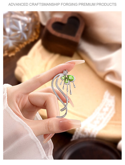 Baroque Style 925 Sterling Silver Pin For Women With Natural Stone Inlay And Tassel Craftsmanship
