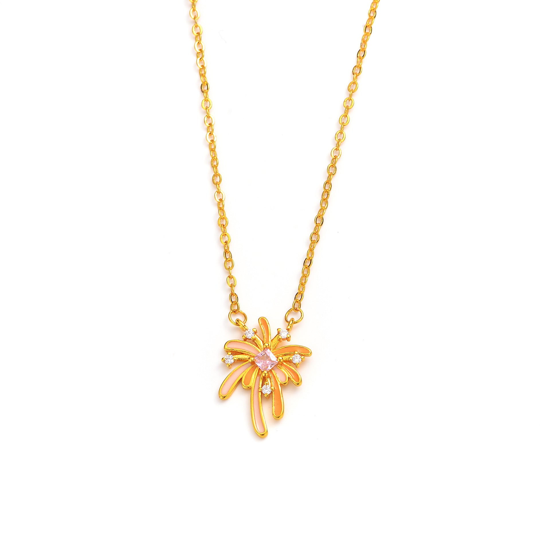 Luminous Fireworks Necklace For Women Featuring Copper Pendant With Cable Chain