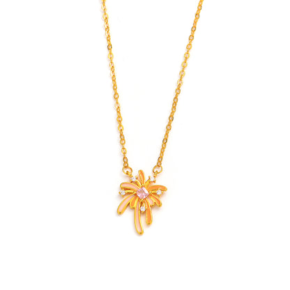 Luminous Fireworks Necklace For Women Featuring Copper Pendant With Cable Chain