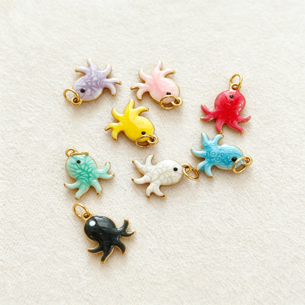 Ocean Pendant In 304 Stainless Steel With Electroplated Finish, Marine Style Jewelry Accessory In Steel Color