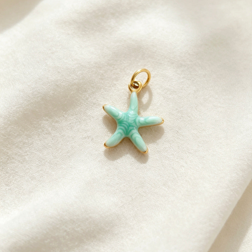 Ocean Pendant In 304 Stainless Steel With Electroplated Finish, Marine Style Jewelry Accessory In Steel Color