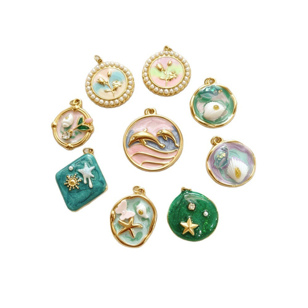 Sweet Flowers Pendant In Titanium Steel Featuring Enamel Craftsmanship, Available In Colour Jewelry Accessories
