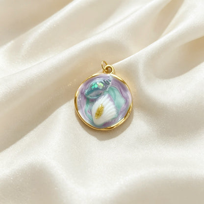 Sweet Flowers Pendant In Titanium Steel Featuring Enamel Craftsmanship, Available In Colour Jewelry Accessories