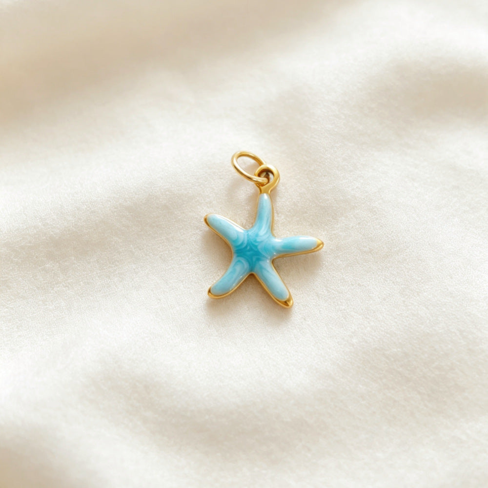 Ocean Pendant In 304 Stainless Steel With Electroplated Finish, Marine Style Jewelry Accessory In Steel Color