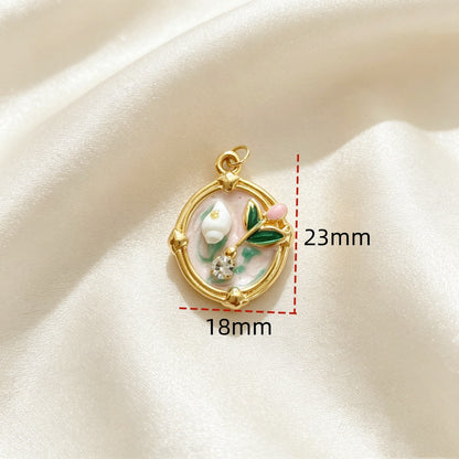 Sweet Flowers Pendant In Titanium Steel Featuring Enamel Craftsmanship, Available In Colour Jewelry Accessories