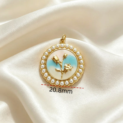 Sweet Flowers Pendant In Titanium Steel Featuring Enamel Craftsmanship, Available In Colour Jewelry Accessories