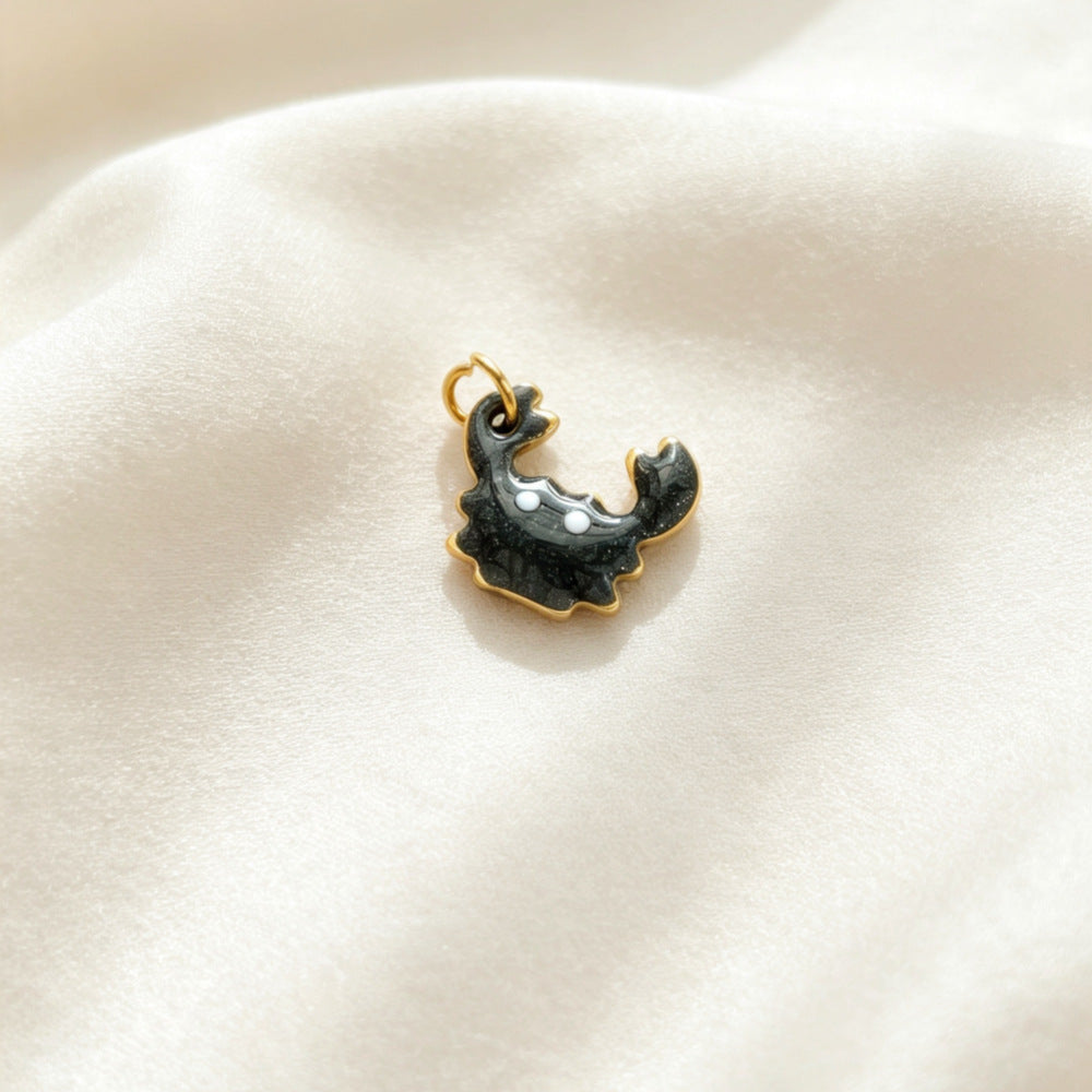 Ocean Pendant In 304 Stainless Steel With Electroplated Finish, Marine Style Jewelry Accessory In Steel Color