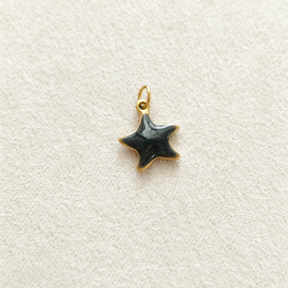 Ocean Pendant In 304 Stainless Steel With Electroplated Finish, Marine Style Jewelry Accessory In Steel Color