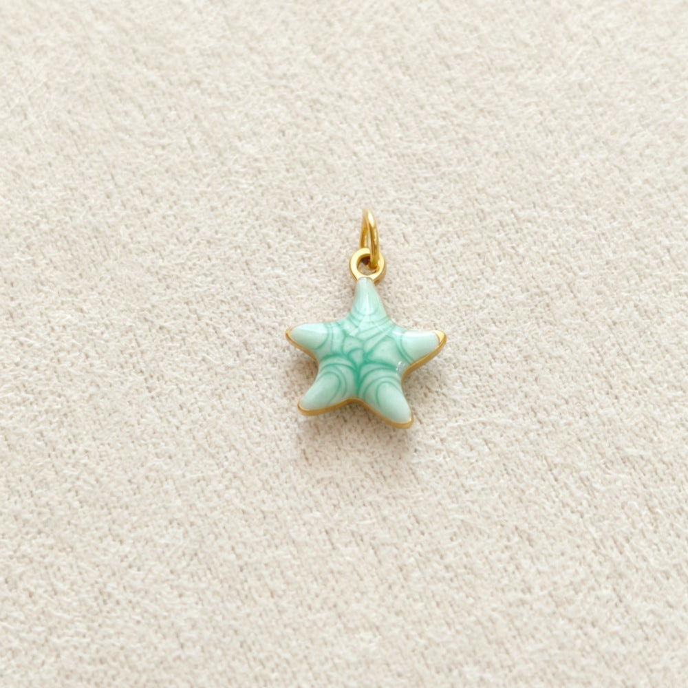 Ocean Pendant In 304 Stainless Steel With Electroplated Finish, Marine Style Jewelry Accessory In Steel Color