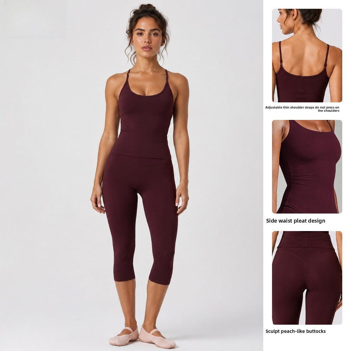 Calf-Length Yoga Jumpsuit For Women In Nylon Fabric With Backless Design, Sleeveless, Perfect For Summer