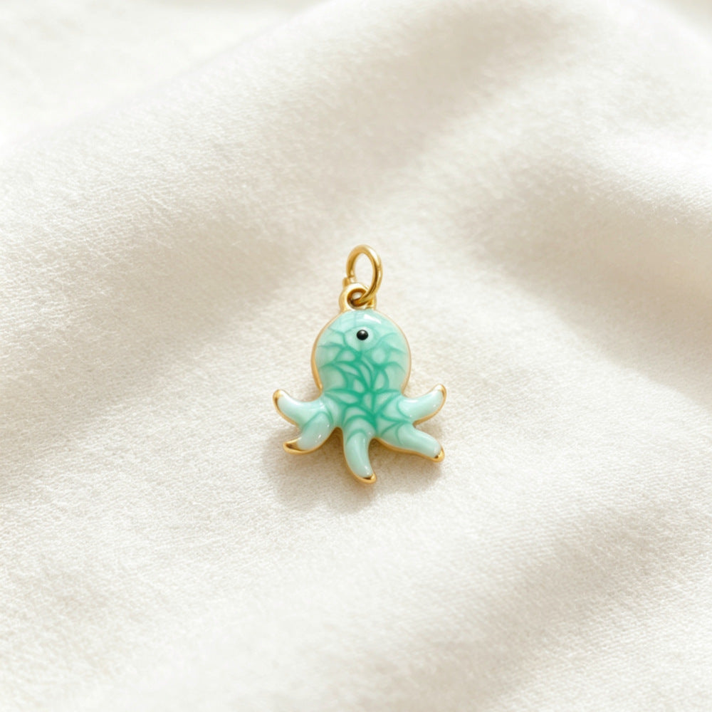 Ocean Pendant In 304 Stainless Steel With Electroplated Finish, Marine Style Jewelry Accessory In Steel Color