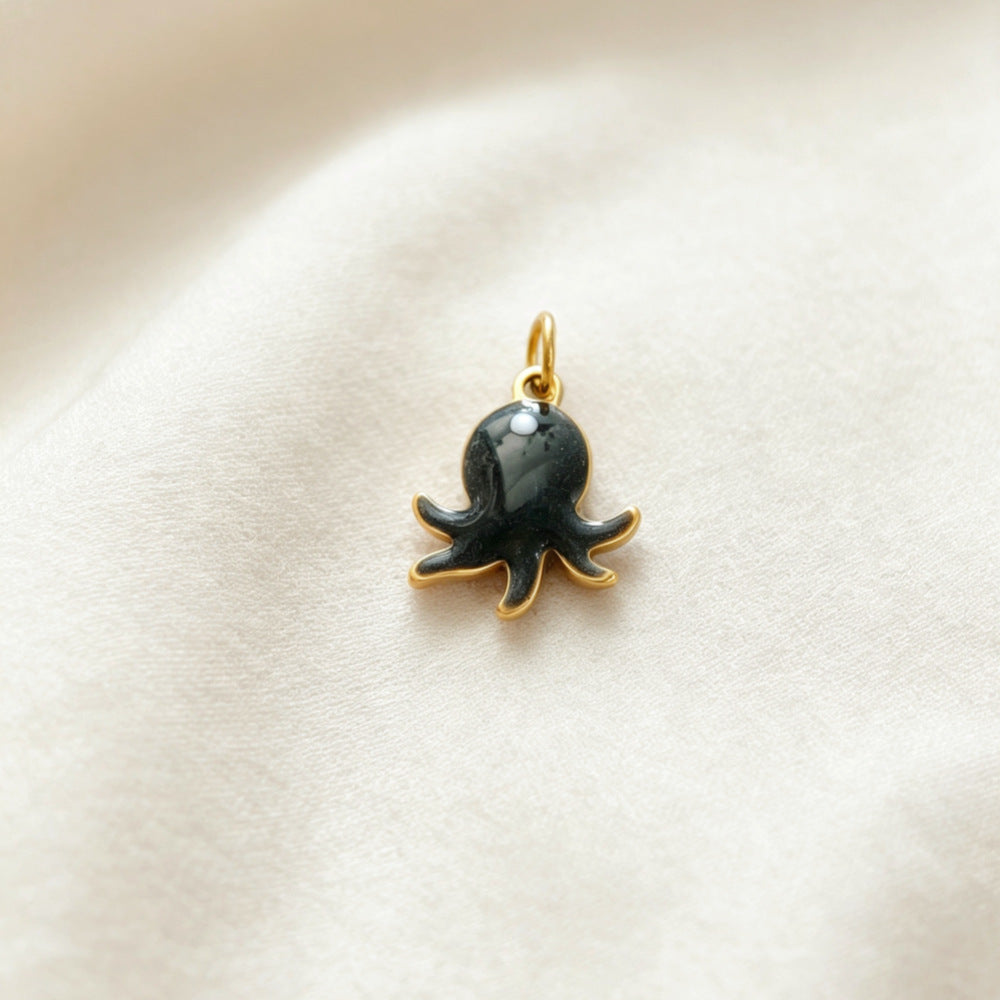 Ocean Pendant In 304 Stainless Steel With Electroplated Finish, Marine Style Jewelry Accessory In Steel Color