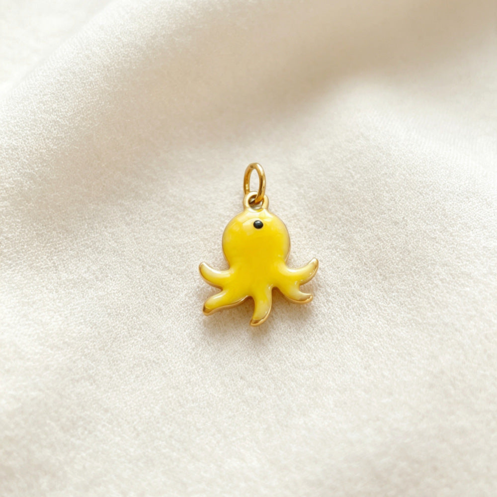 Ocean Pendant In 304 Stainless Steel With Electroplated Finish, Marine Style Jewelry Accessory In Steel Color