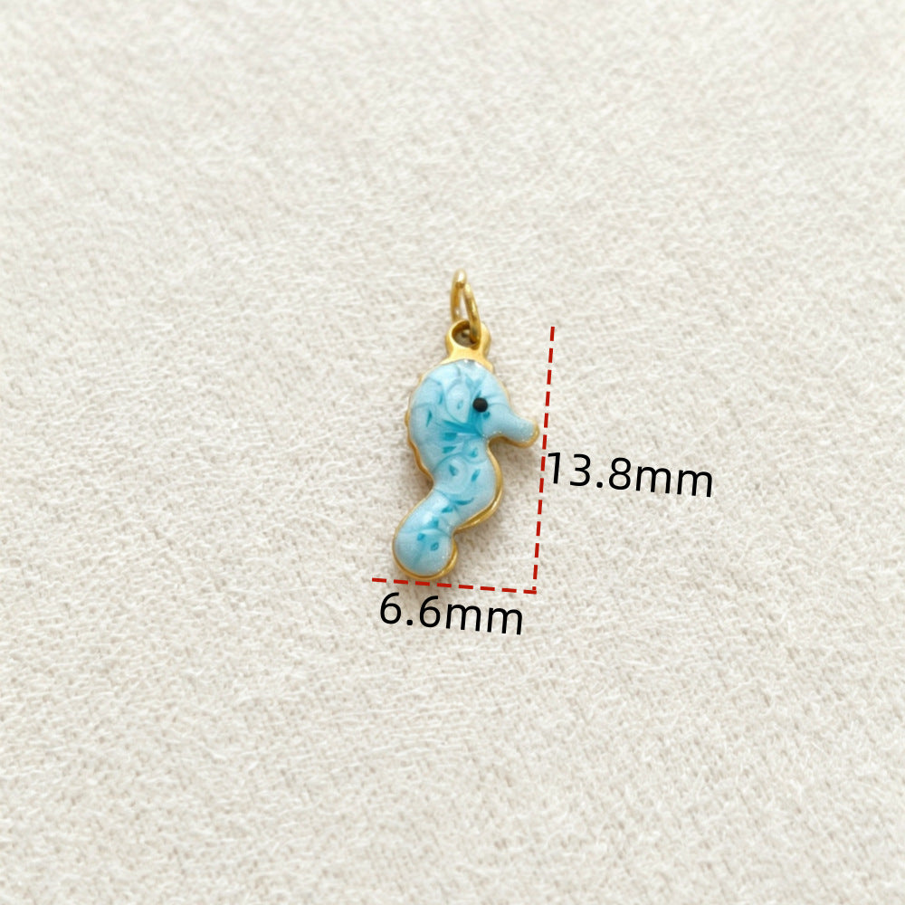 Ocean Pendant In 304 Stainless Steel With Electroplated Finish, Marine Style Jewelry Accessory In Steel Color