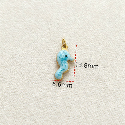 Ocean Pendant In 304 Stainless Steel With Electroplated Finish, Marine Style Jewelry Accessory In Steel Color