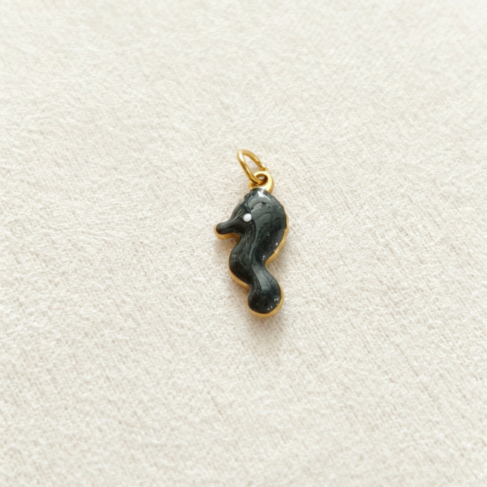 Ocean Pendant In 304 Stainless Steel With Electroplated Finish, Marine Style Jewelry Accessory In Steel Color