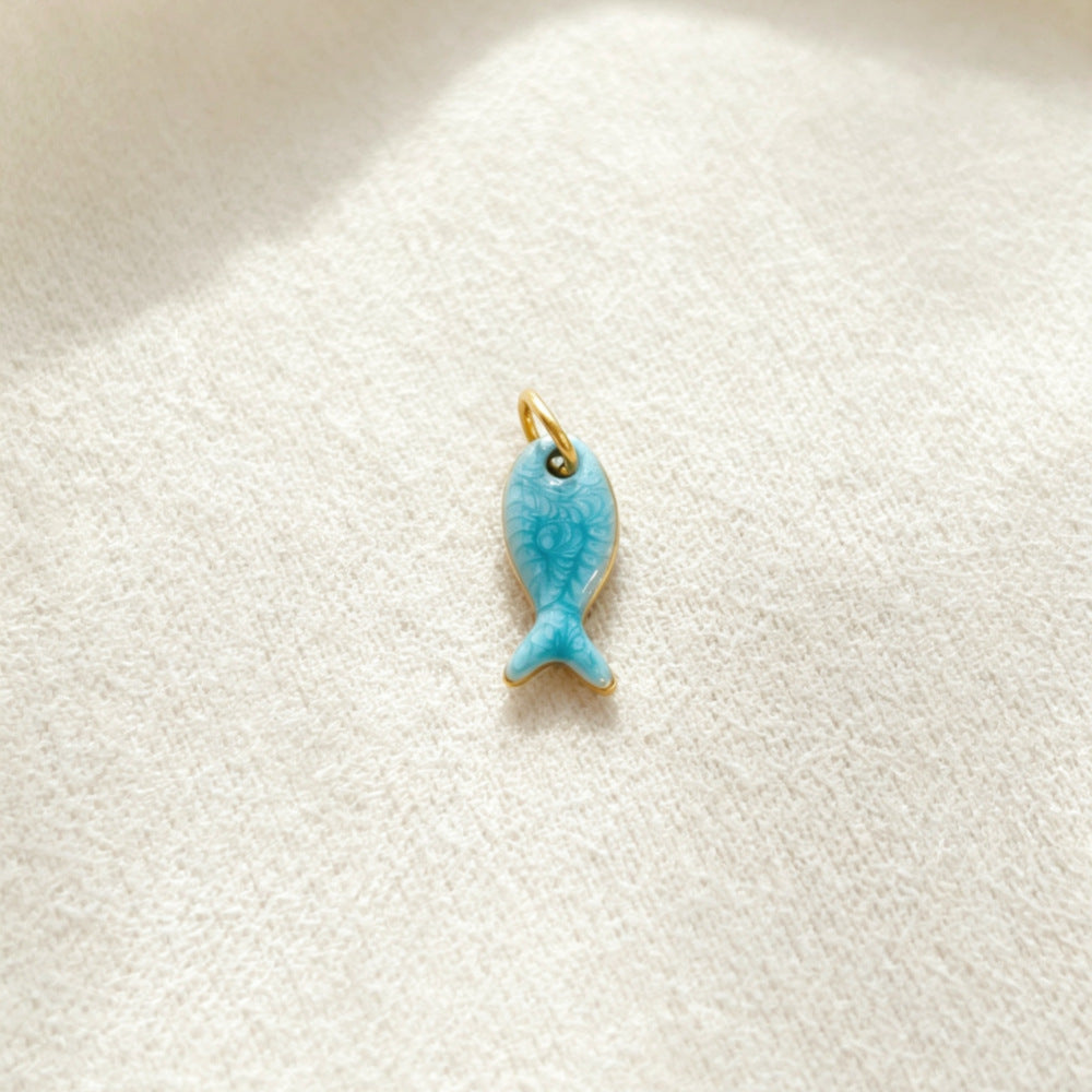 Ocean Pendant In 304 Stainless Steel With Electroplated Finish, Marine Style Jewelry Accessory In Steel Color