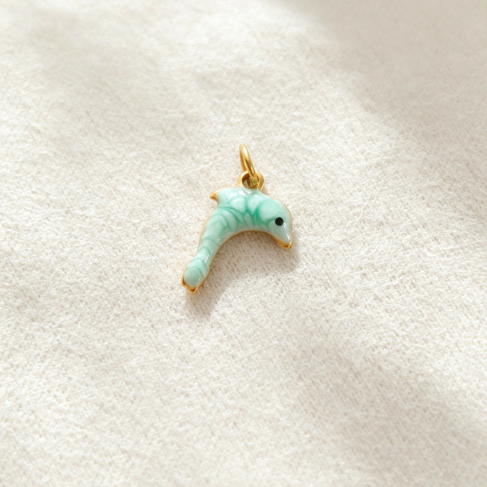 Ocean Pendant In 304 Stainless Steel With Electroplated Finish, Marine Style Jewelry Accessory In Steel Color