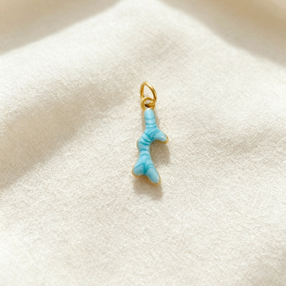 Ocean Pendant In 304 Stainless Steel With Electroplated Finish, Marine Style Jewelry Accessory In Steel Color