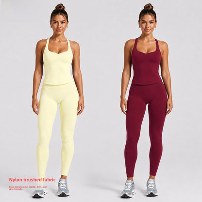 Solid Color Full Length Sport Running Jumpsuit For Women In Nylon Fabric, Sleeveless Design For Summer