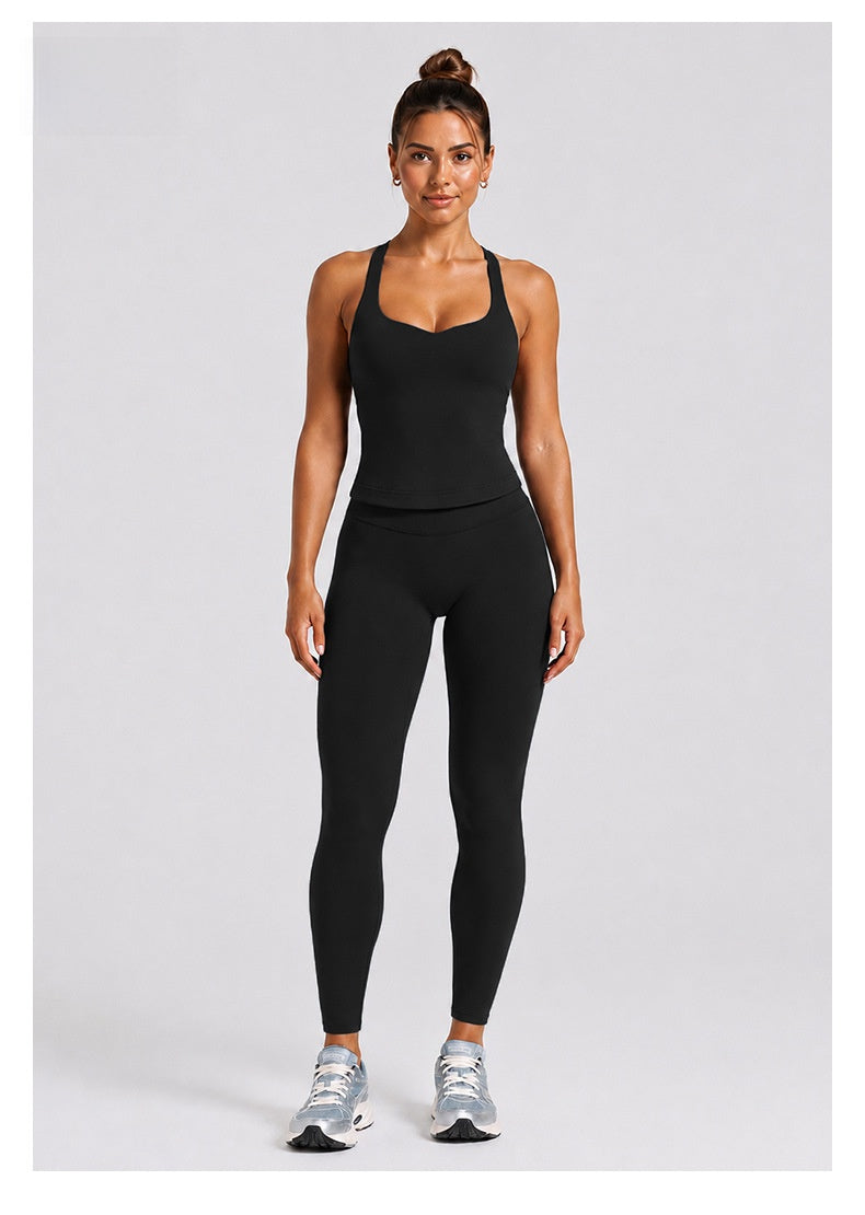Solid Color Full Length Sport Running Jumpsuit For Women In Nylon Fabric, Sleeveless Design For Summer