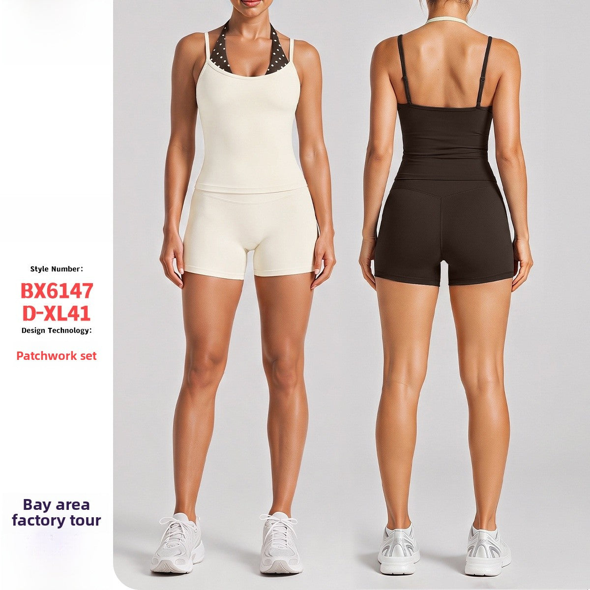 Color Block Sport Yoga Shorts For Women In Nylon Fabric Featuring A Backless Design With Stretchy Fit