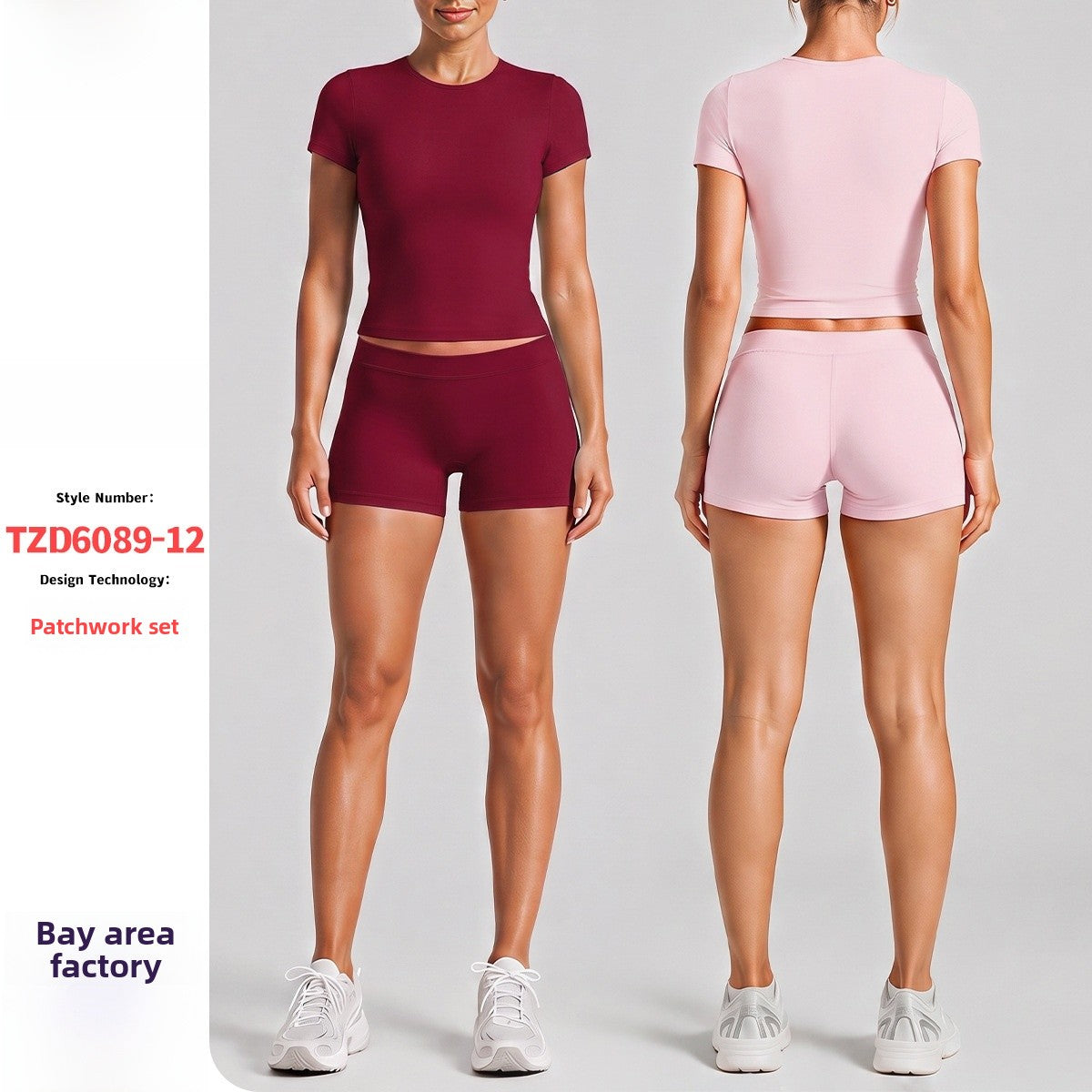 Sport Running Shorts For Women In Stretchy Nylon Fabric With Short Sleeve, Perfect For Summer