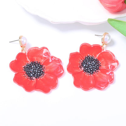 Sweet Flowers Tassel Drop Earrings For Women, Golden Plated With 0.03µm Thickness, Acrylic Material