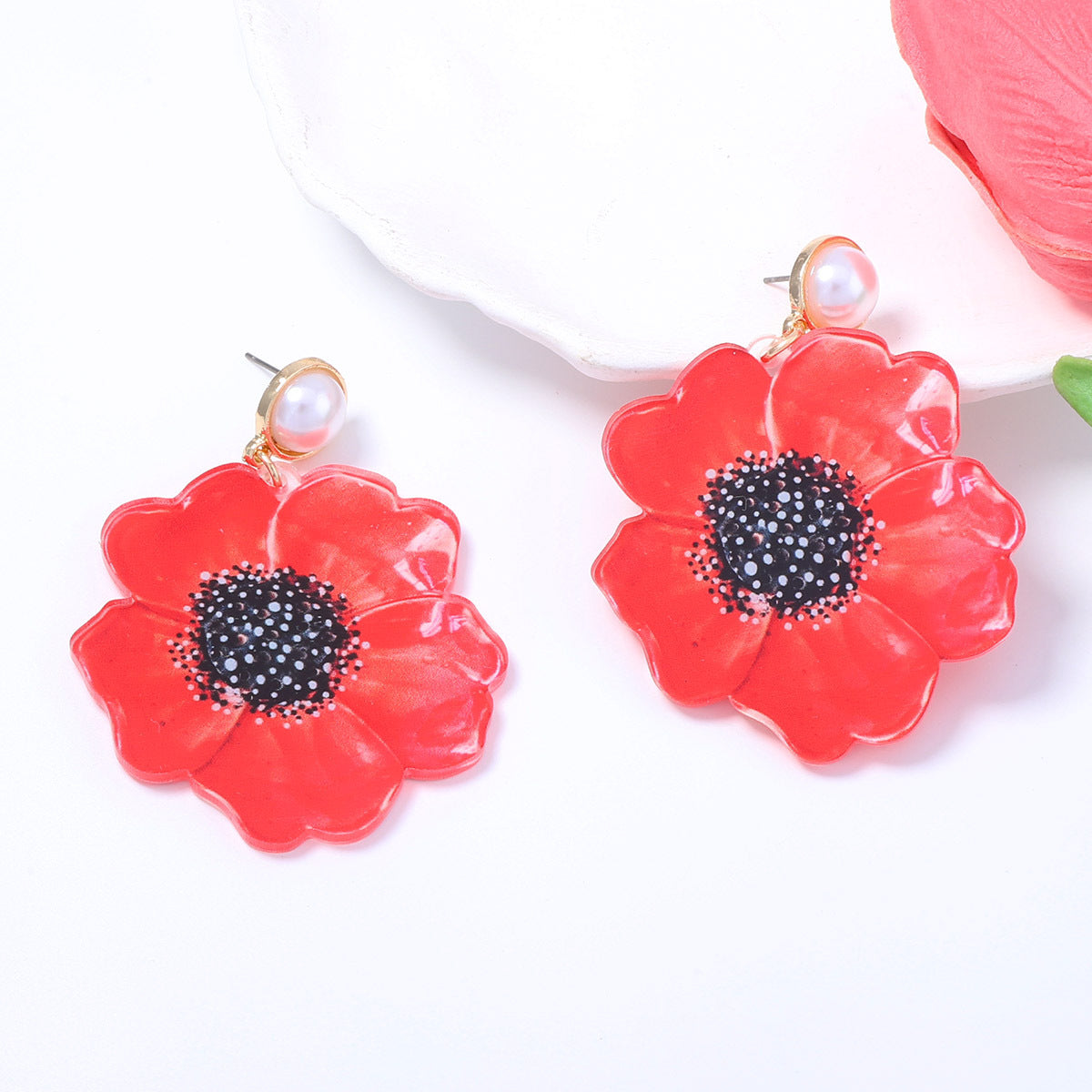 Sweet Flowers Tassel Drop Earrings For Women, Golden Plated With 0.03µm Thickness, Acrylic Material