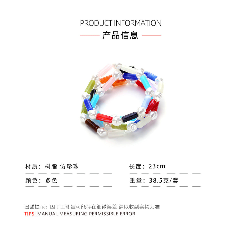 Classic Style Geometric Beading Bracelets For Women With Elastic String Chain Featuring Resin Material