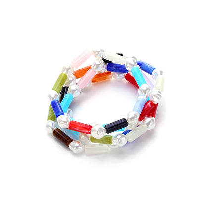 Classic Style Geometric Beading Bracelets For Women With Elastic String Chain Featuring Resin Material