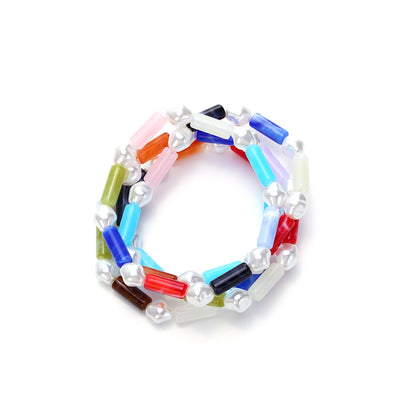 Classic Style Geometric Beading Bracelets For Women With Elastic String Chain Featuring Resin Material
