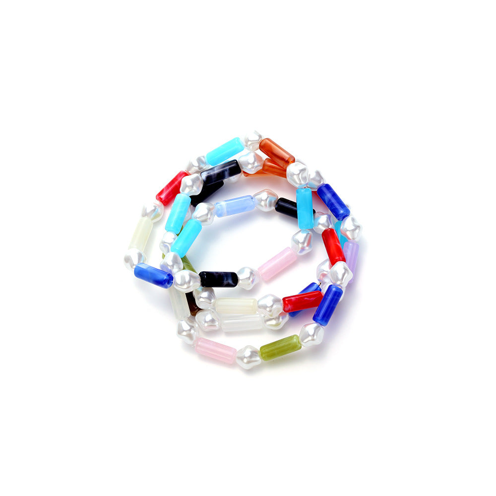 Classic Style Geometric Beading Bracelets For Women With Elastic String Chain Featuring Resin Material