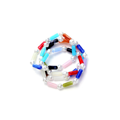 Classic Style Geometric Beading Bracelets For Women With Elastic String Chain Featuring Resin Material