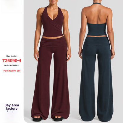 Solid Color Full Length Sport Pants For Fitness, Made With Nylon Fabric Featuring Criss Cross Design, Available In Stretchy Material