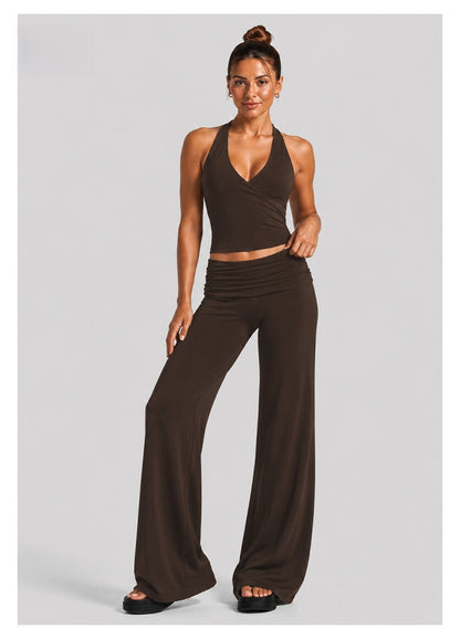 Solid Color Full Length Sport Pants For Fitness, Made With Nylon Fabric Featuring Criss Cross Design, Available In Stretchy Material