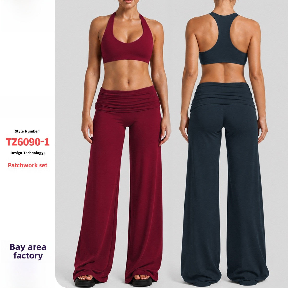 Solid Color Full Length Sport Running Jumpsuit For Women In Nylon Fabric With Wide Leg Pants Design And High Elasticity