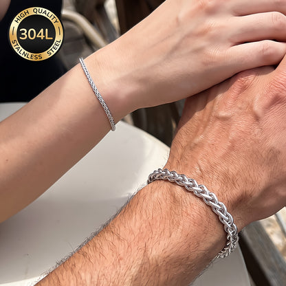 Handmade 304 Stainless Steel Slider Chain Necklace, Unisex Design For Everyday Wear