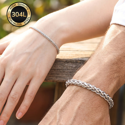 Handmade 304 Stainless Steel Slider Chain Necklace, Unisex Design For Everyday Wear