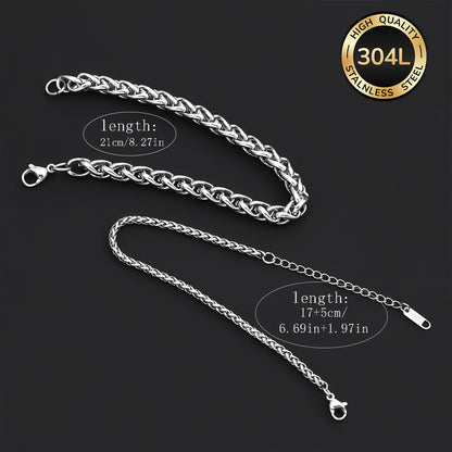 Handmade 304 Stainless Steel Slider Chain Necklace, Unisex Design For Everyday Wear