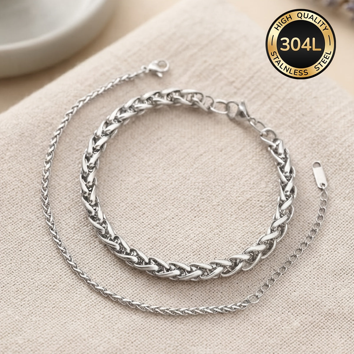 Handmade 304 Stainless Steel Slider Chain Necklace, Unisex Design For Everyday Wear