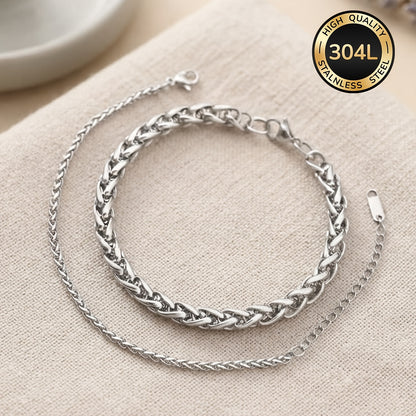Handmade 304 Stainless Steel Slider Chain Necklace, Unisex Design For Everyday Wear