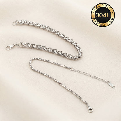 Handmade 304 Stainless Steel Slider Chain Necklace, Unisex Design For Everyday Wear