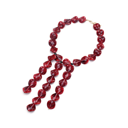 Bohemian Geometric Acrylic Necklace For Women With Golden Plated Box Chain Featuring Beading Craft