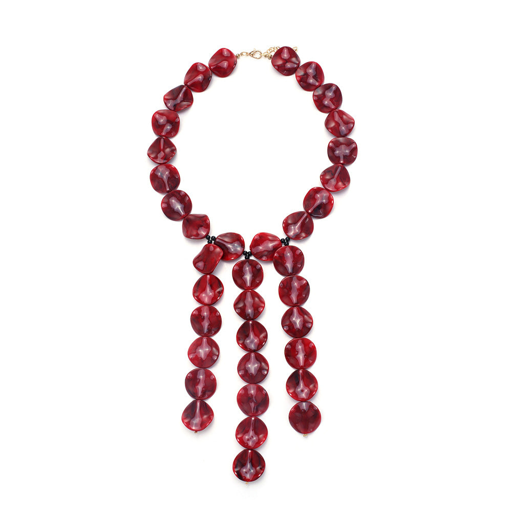 Bohemian Geometric Acrylic Necklace For Women With Golden Plated Box Chain Featuring Beading Craft