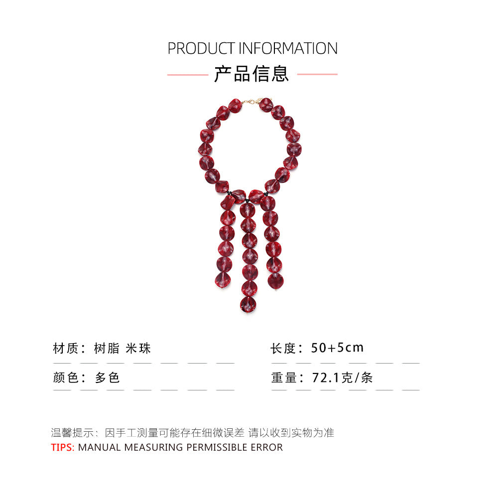 Bohemian Geometric Acrylic Necklace For Women With Golden Plated Box Chain Featuring Beading Craft