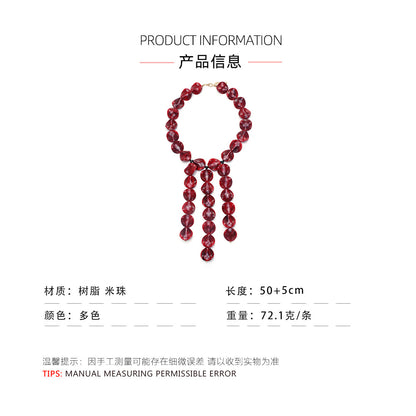 Bohemian Geometric Acrylic Necklace For Women With Golden Plated Box Chain Featuring Beading Craft