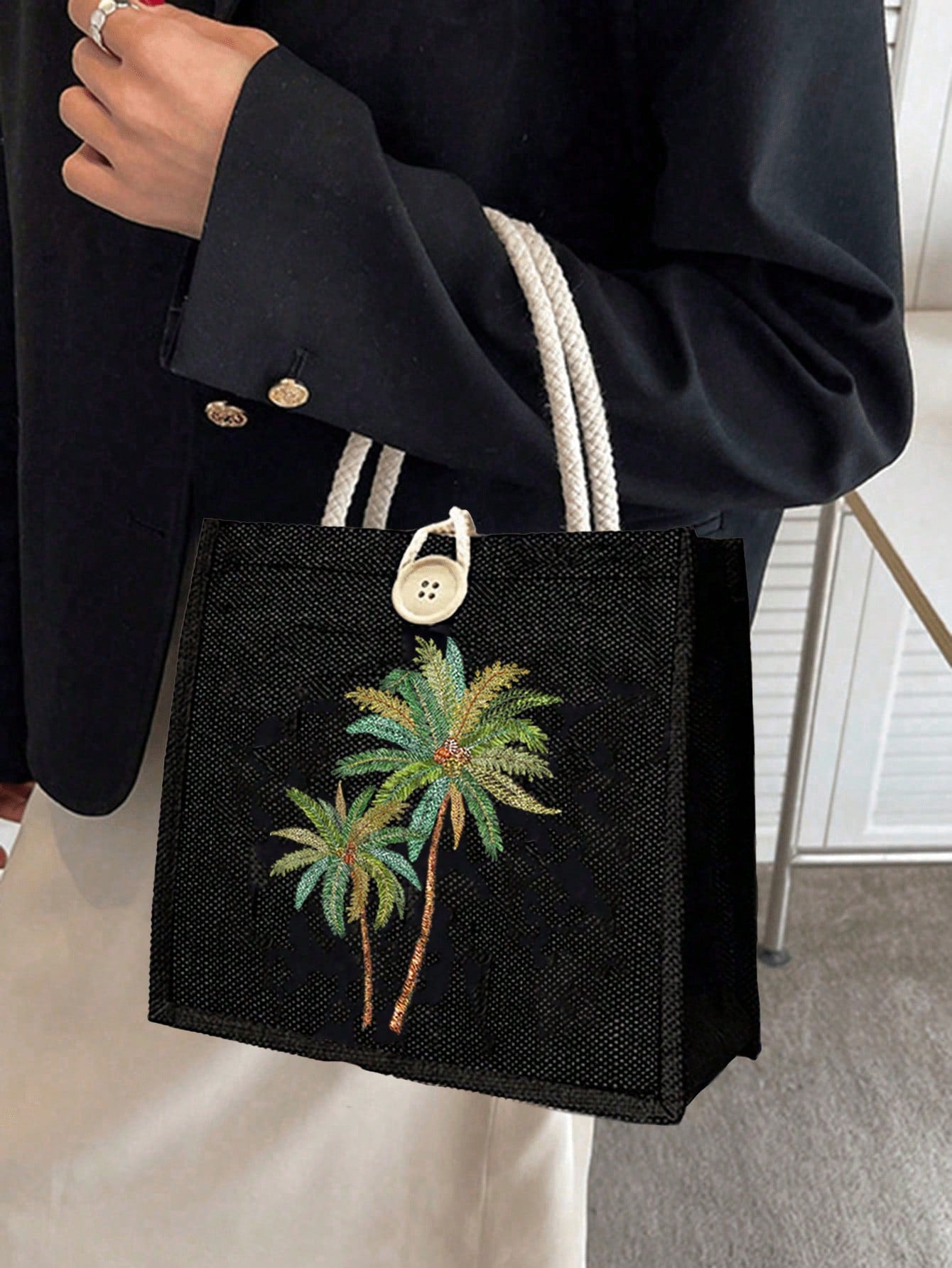 Unisex Square Polyester Shoulder Bag With Single Shoulder Strap, Printing Design, Suitable For All Seasons