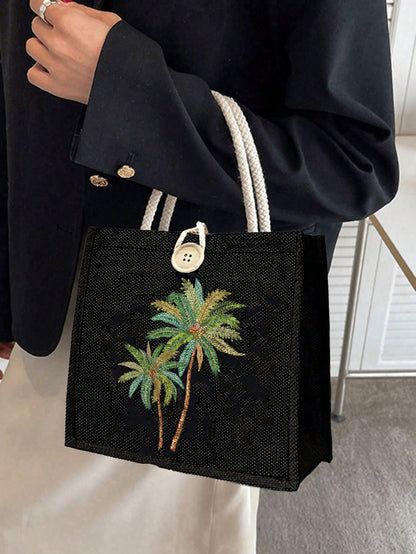 Unisex Square Polyester Shoulder Bag With Single Shoulder Strap, Printing Design, Suitable For All Seasons
